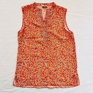 Reiss Womens Top Silk Sleeveless Polka Dot Career Casual Vneck Elegant Fashion 4